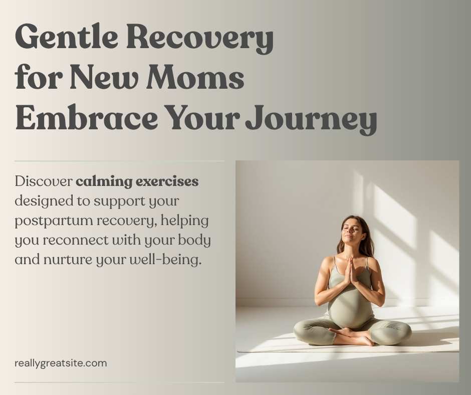 Woman doing gentle postpartum breathing and core exercises on a mat