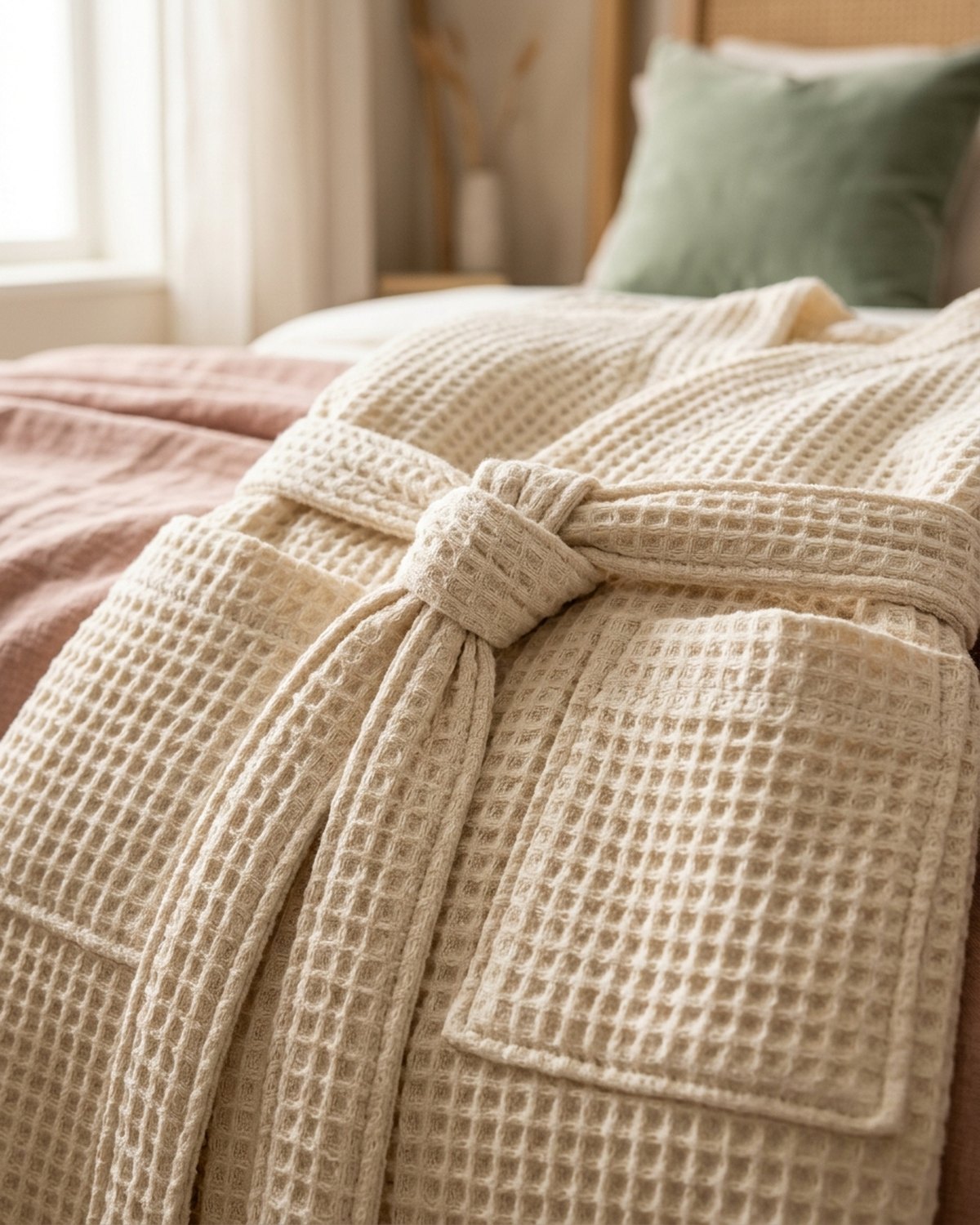 Waffle-Knit Robe — Detail