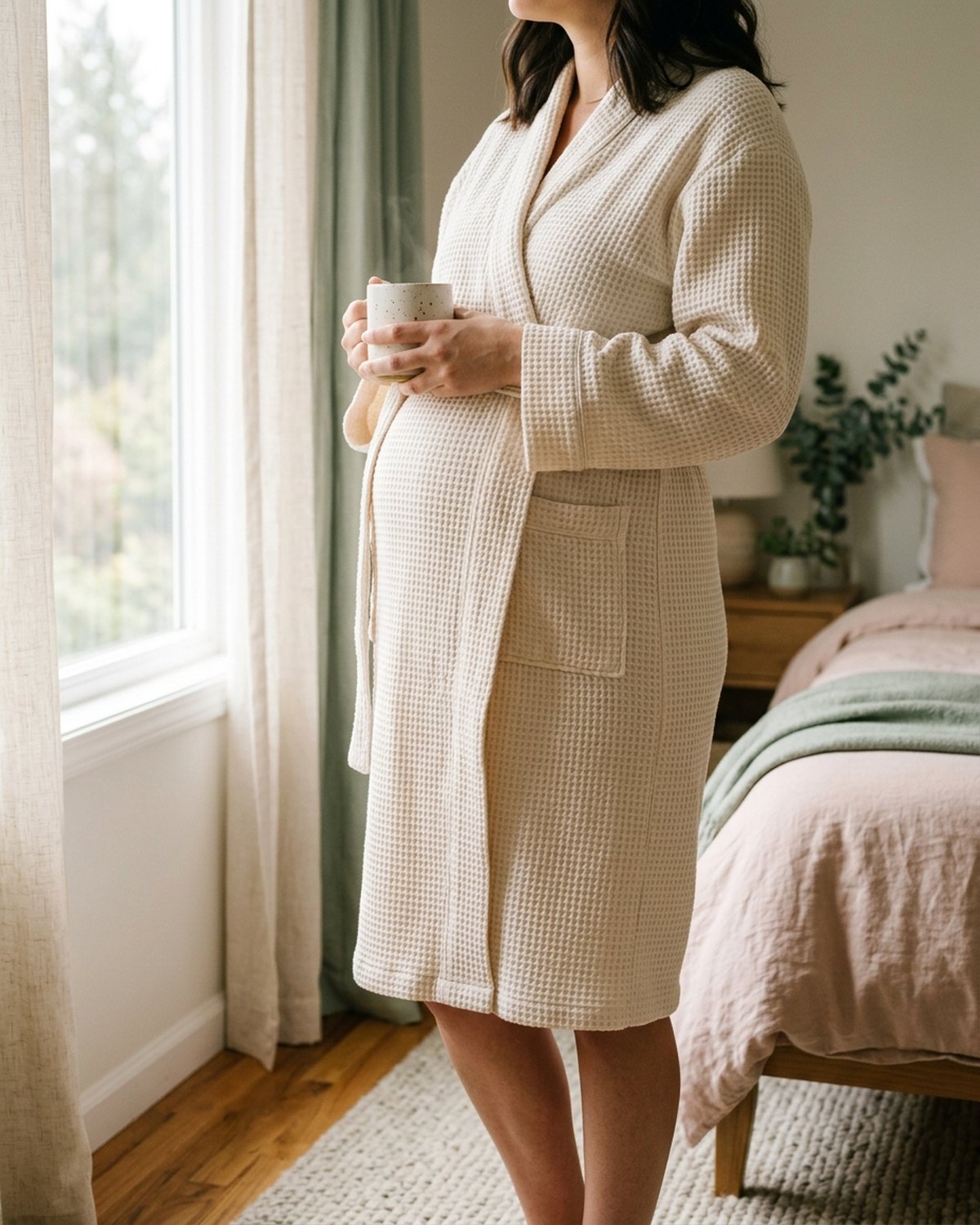 Waffle-Knit Robe — In use